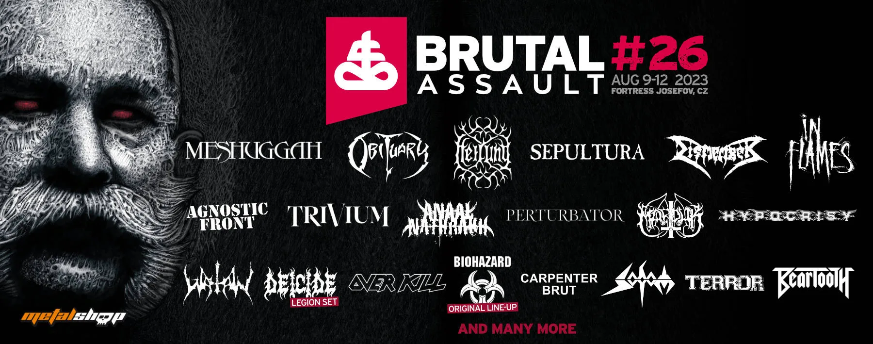 26. Brutal Assault Festivali 9-12 Ağustos 2023'te Josefov Kalesini Sallayacağa Benziyor